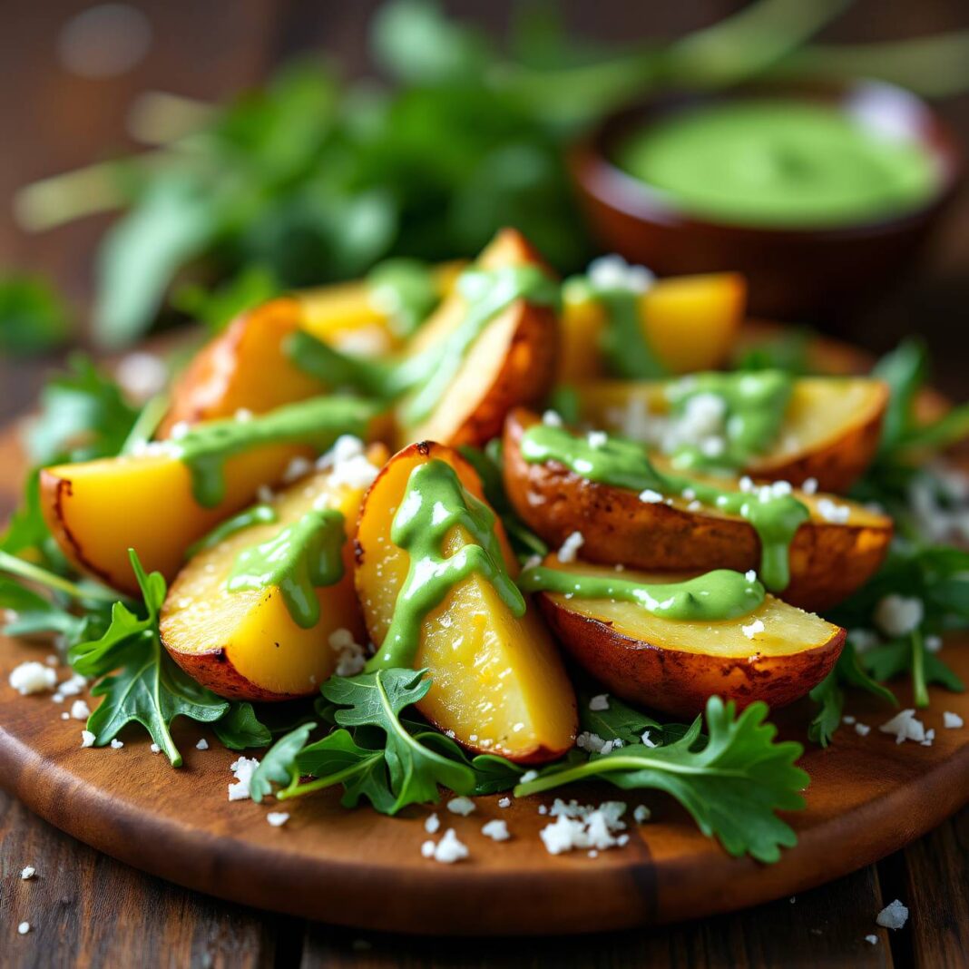 Warmer Kartoffelsalat mit grünem Dressing Rezept Warmer Kartoffelsalat mit grünem Dressing Rezept