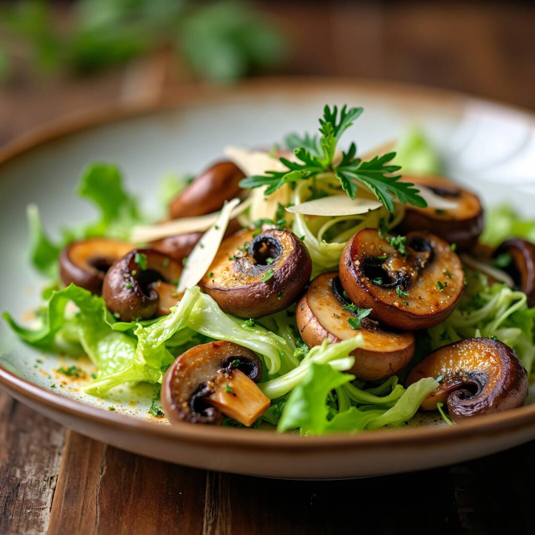 Warmer Pilzsalat mit Käse Rezept Warmer Pilzsalat mit Käse Rezept