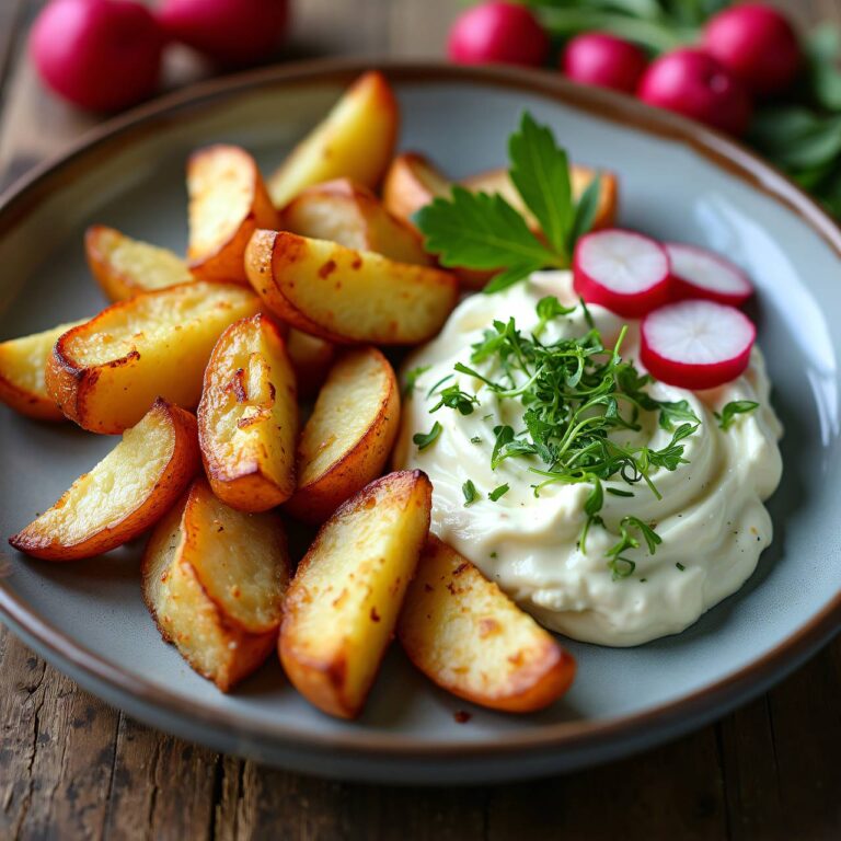 Wedges mit Radieschen und Bärlauch-Hüttenkäse Rezept