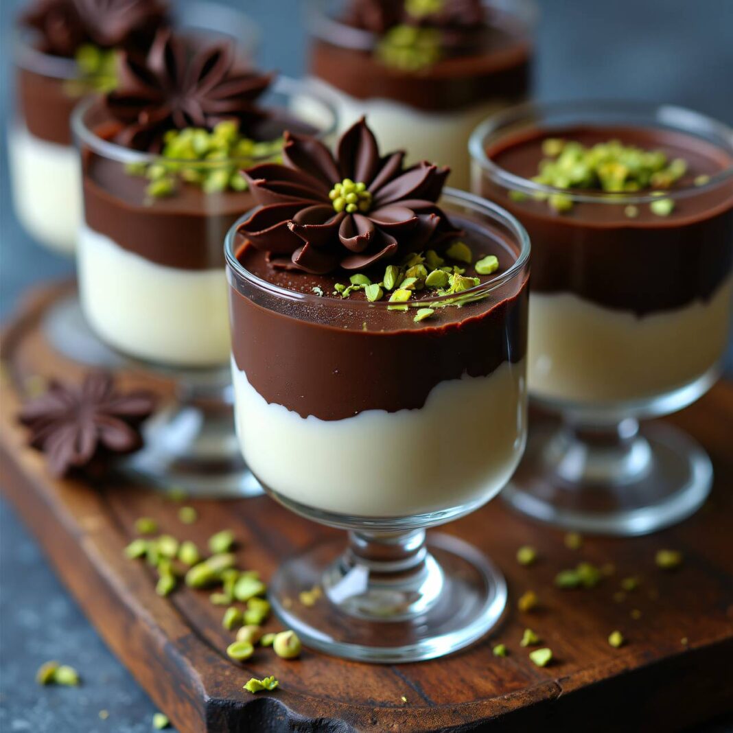 Weiß-schwarzes Schokoladenparfait Rezept Weiß-schwarzes Schokoladenparfait Rezept