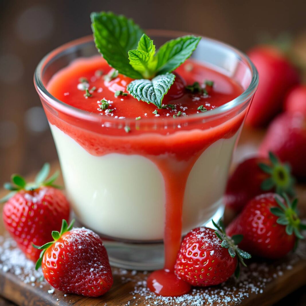 Weisse Schokoladenmousse mit Erdbeersauce Rezept Weisse Schokoladenmousse mit Erdbeersauce Rezept