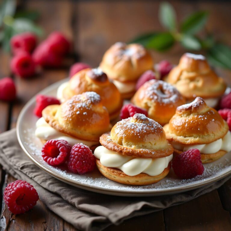 Windbeutel mit Himbeeren und Vanillecrème Rezept