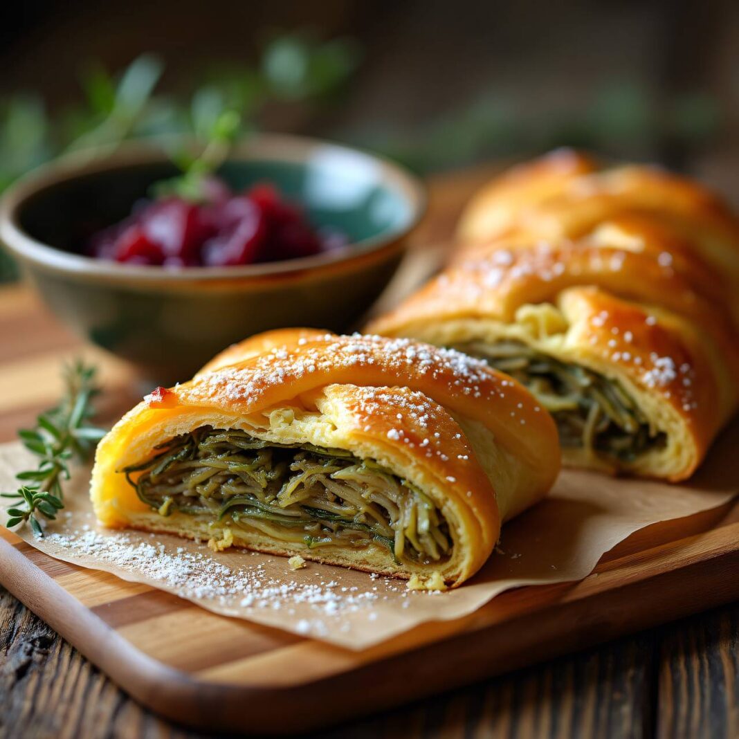 Wirzstrudel mit Zwiebelkompott Rezept Wirzstrudel mit Zwiebelkompott Rezept