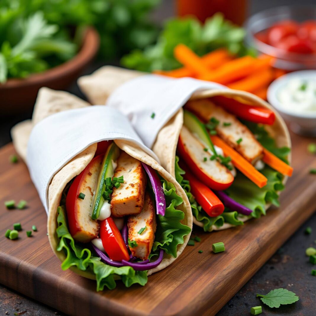 Wraps mit Hühner und Gemüse Rezept Wraps mit Hühner und Gemüse Rezept