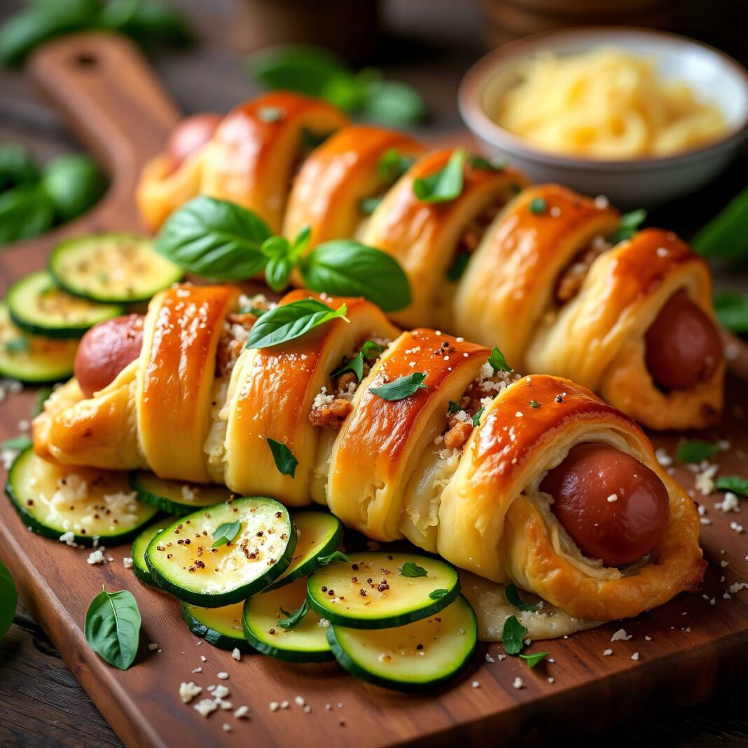 Würstchen im Teig mit Zucchini Rezept Würstchen im Teig mit Zucchini Rezept