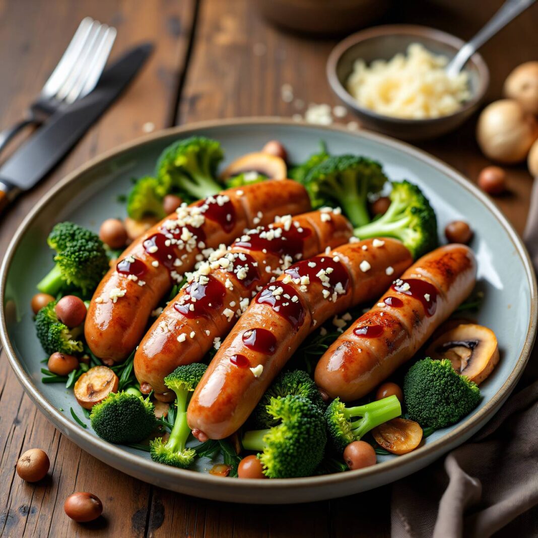 Wurst-Schnägg mit Broccoli-Nuss-Gemüse Rezept Wurst-Schnägg mit Broccoli-Nuss-Gemüse Rezept