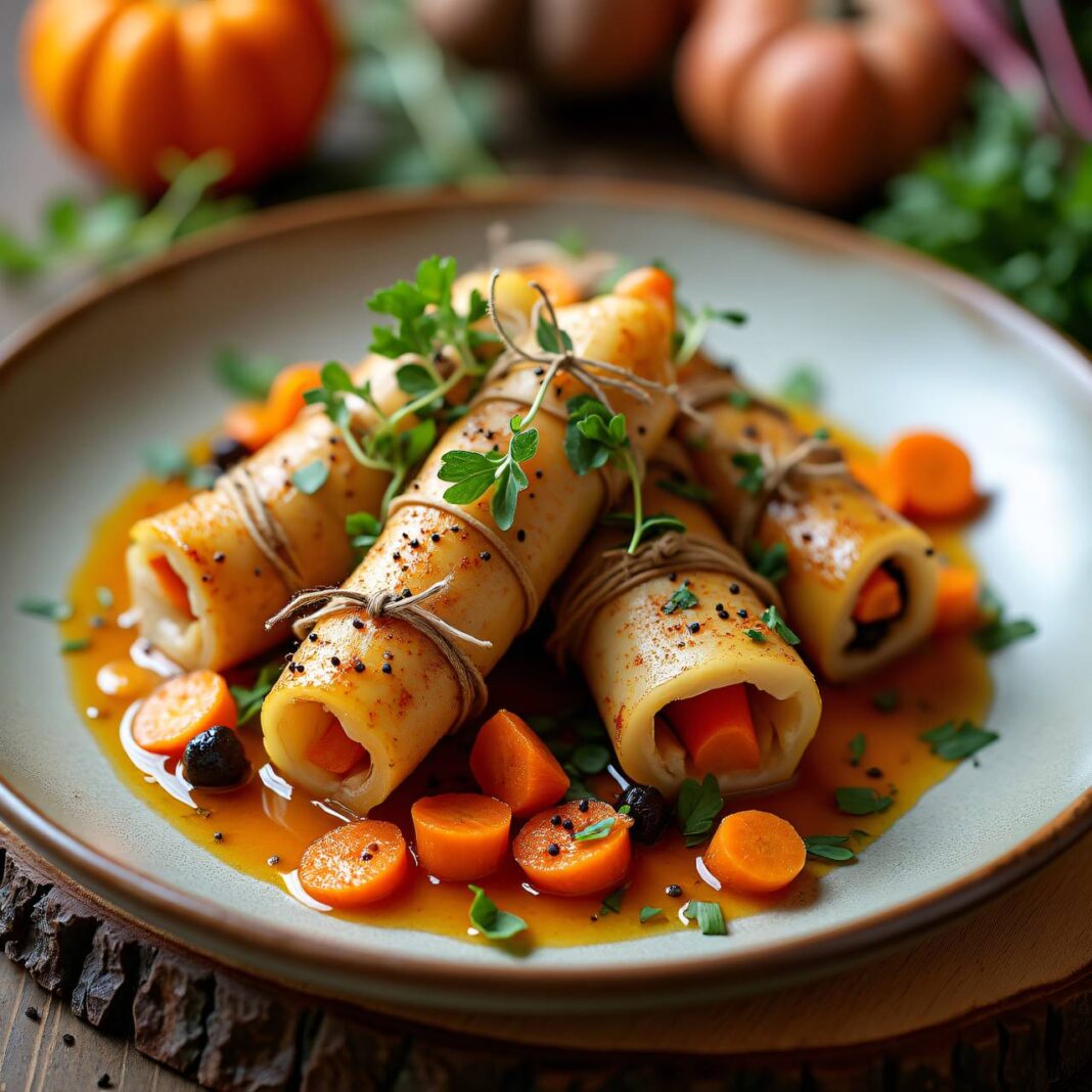 Wurzelgemüse-Fleischröllchen Rezept Wurzelgemüse-Fleischröllchen Rezept