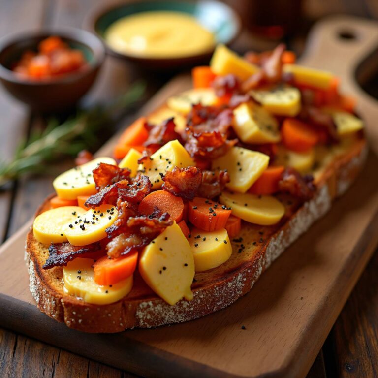Wurzelgemüse-Speck-Toast Rezept