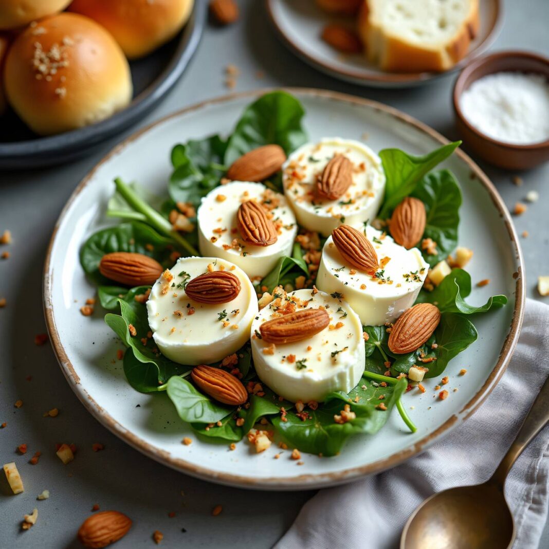 Ziegenkäse mit Mandel-Thymian-Krokant Rezept Ziegenkäse mit Mandel-Thymian-Krokant Rezept