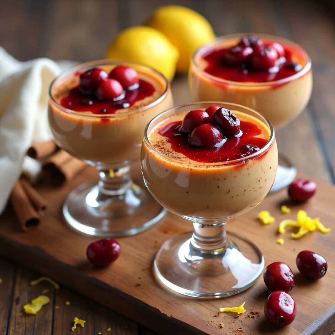 Zimtmousse mit Preiselbeer-Zitronensauce Rezept Zimtmousse mit Preiselbeer-Zitronensauce Rezept