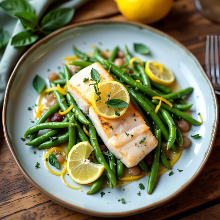 Zitronen-Obers-Bohnen mit Fisch Rezept