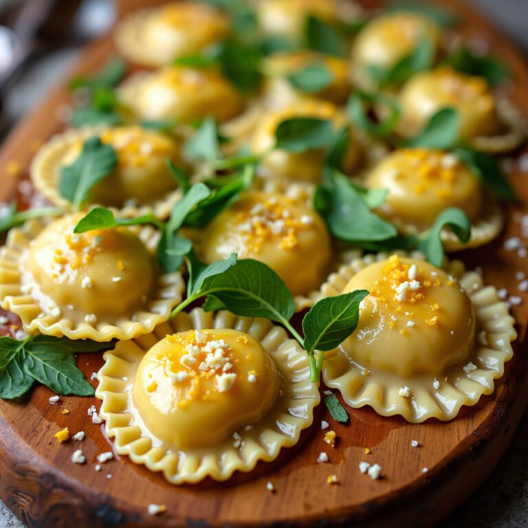 Zitronenravioli mit Rucolabutter Rezept