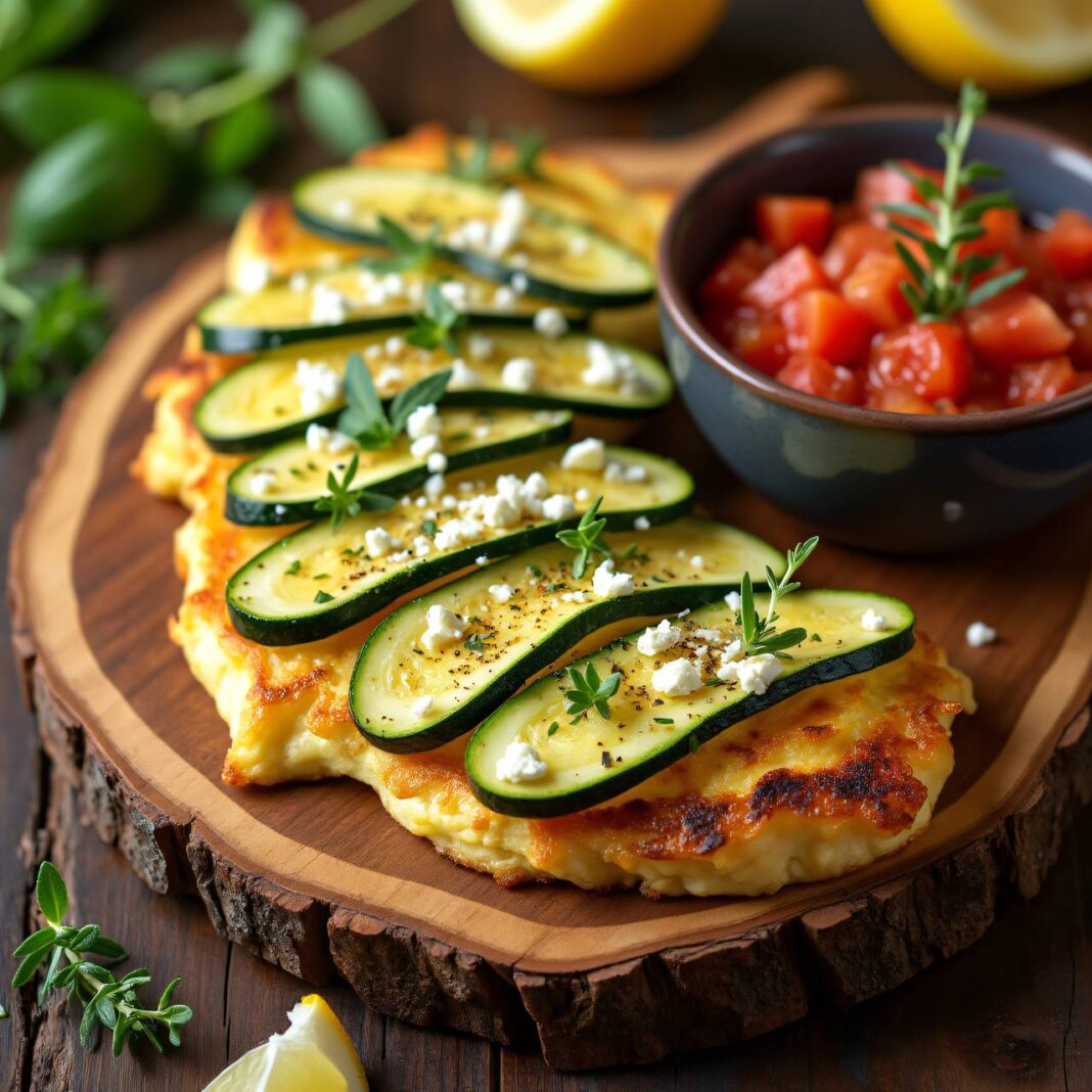 Zucchini-Grießschnitten mit kalter Tomatensauce Rezept Zucchini-Grießschnitten mit kalter Tomatensauce Rezept