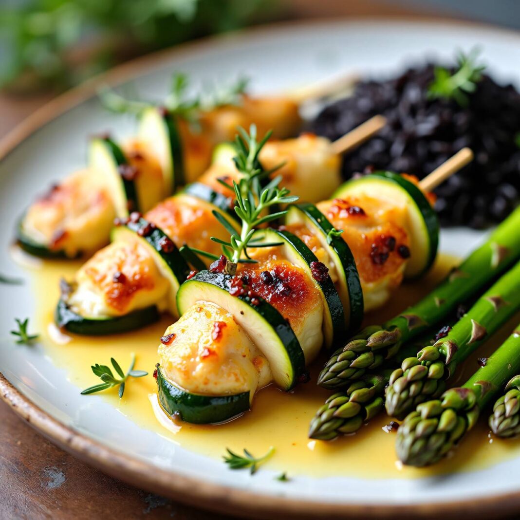 Zucchini-Hühnchen mit Spargeln Rezept Zucchini-Hühnchen mit Spargeln Rezept