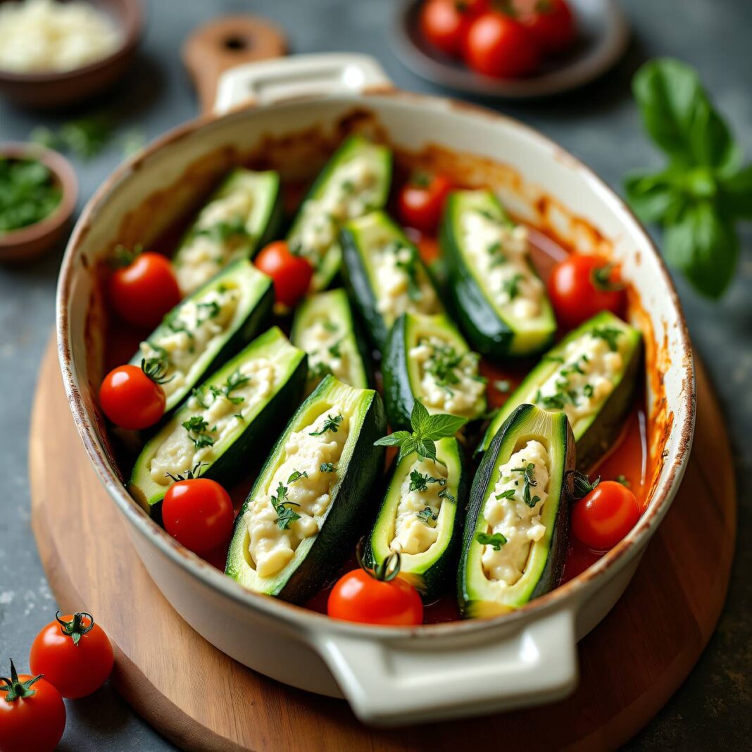 Zucchini mit Quarkfüllung Rezept Zucchini mit Quarkfüllung Rezept