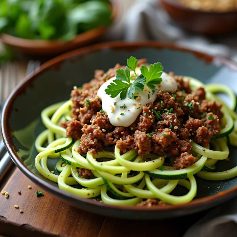 Zucchini-Nudeln mit Hackfleisch Rezept