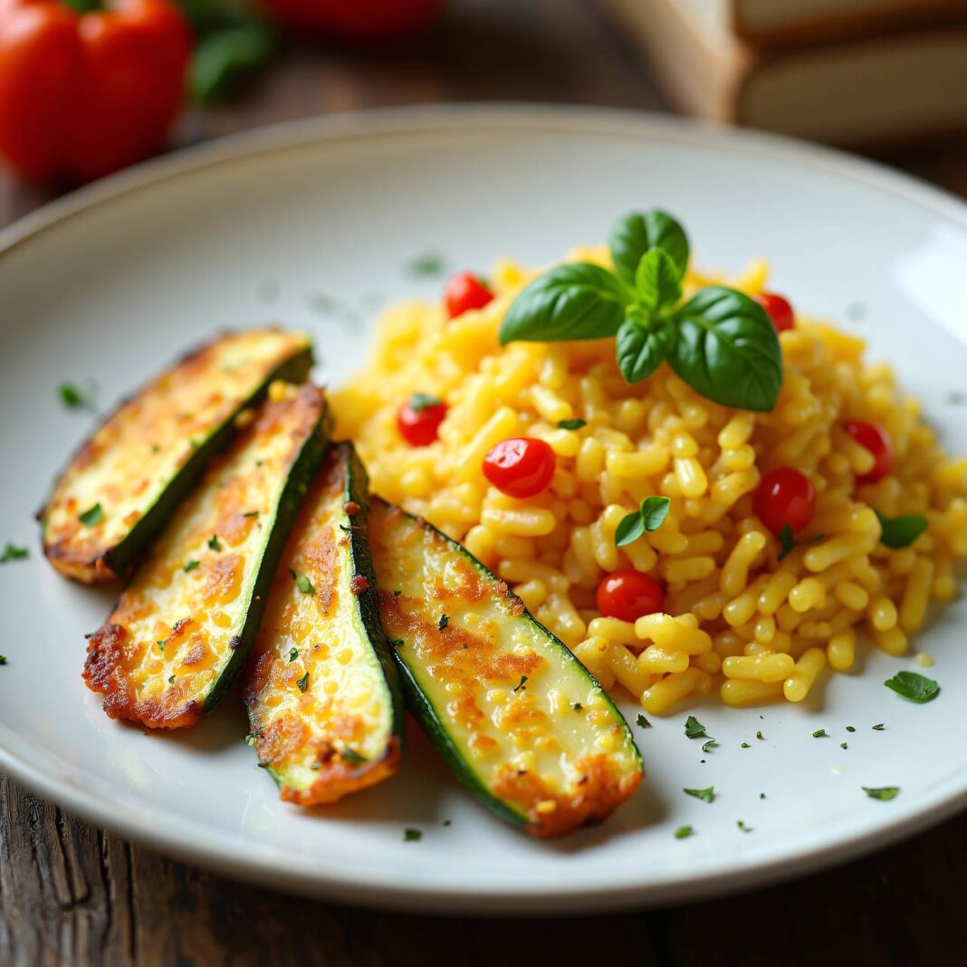 Zucchini-Piccata mit Paprika-Risotto Rezept Zucchini-Piccata mit Paprika-Risotto Rezept