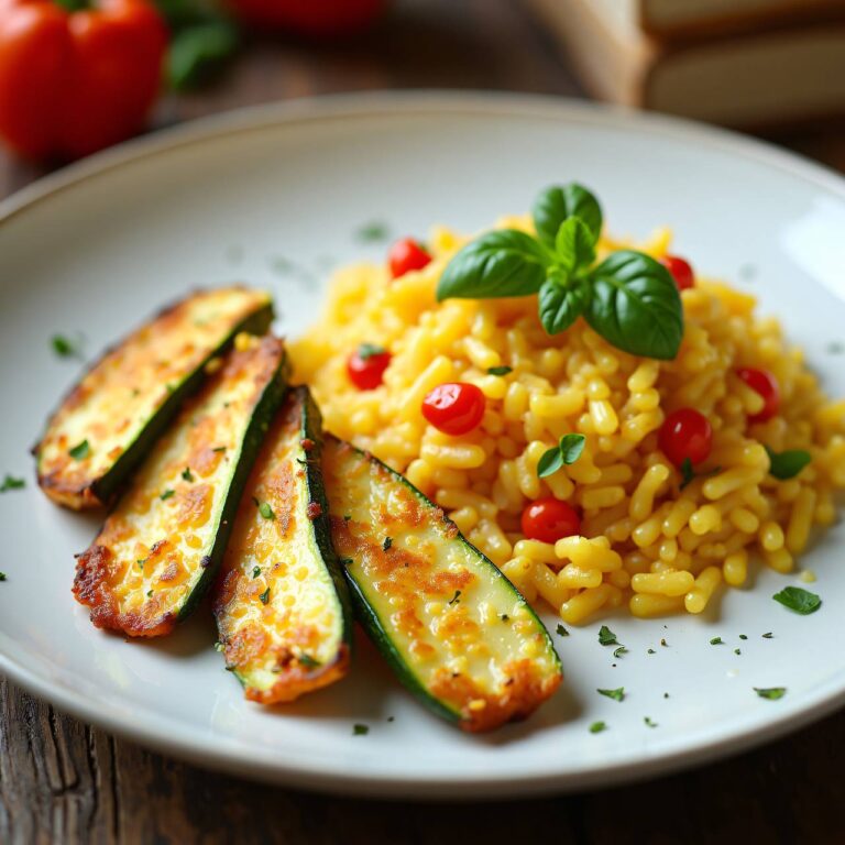 Zucchini-Piccata mit Paprika-Risotto Rezept
