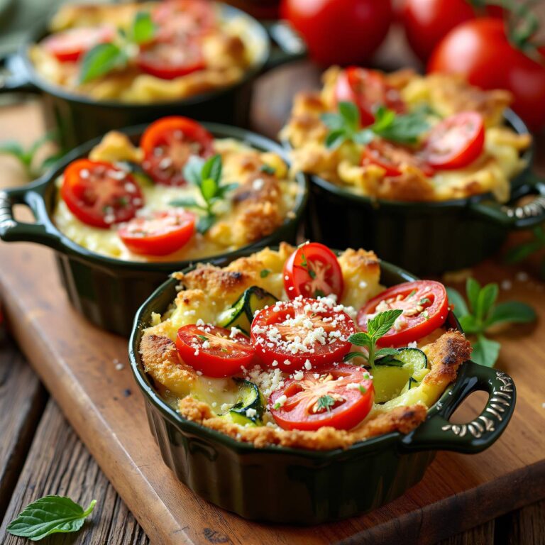 Zucchini und Tomaten unter Camembert-Champignon-Kruste Rezept