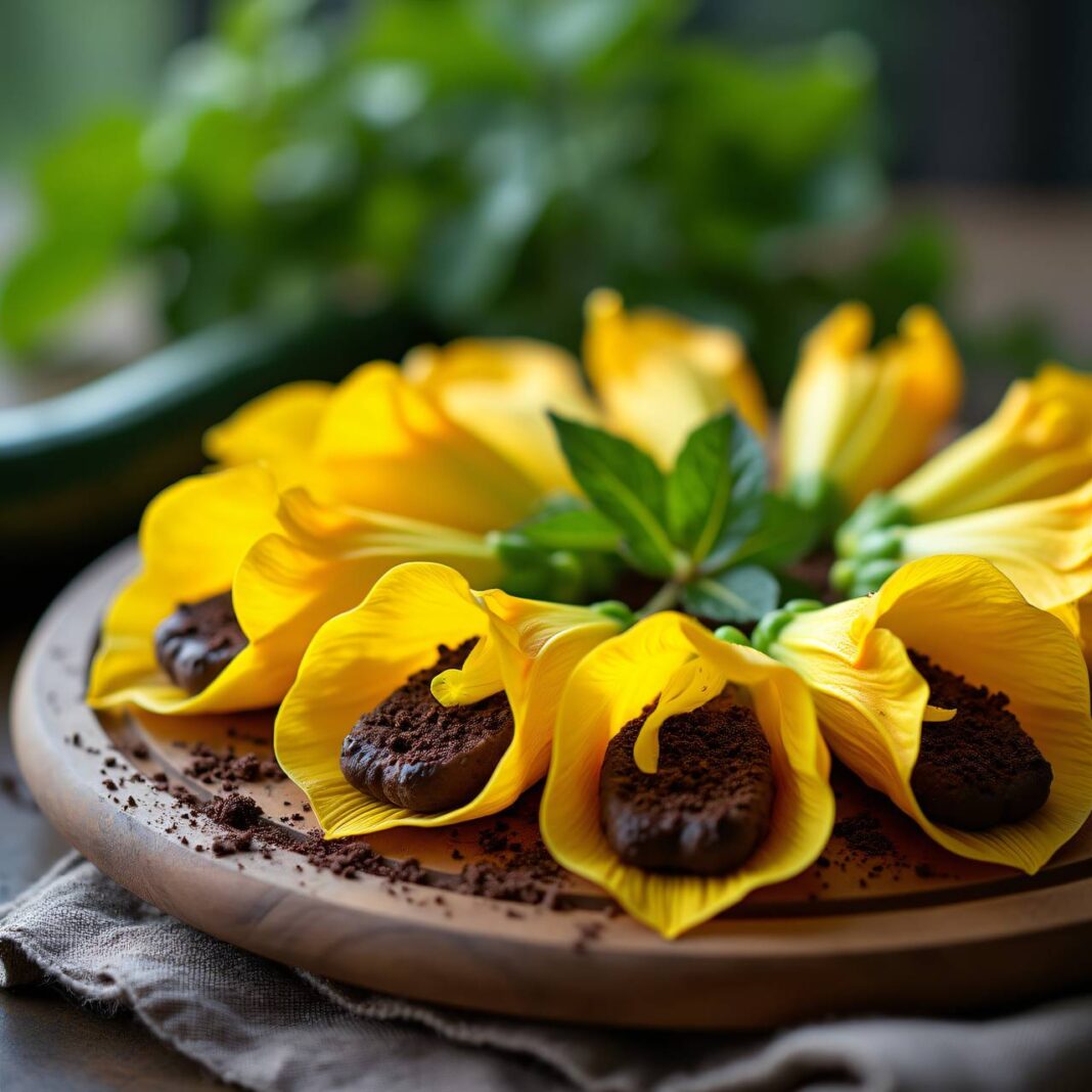 Zucchiniblüten mit Schokoladefüllung Rezept Zucchiniblüten mit Schokoladefüllung Rezept