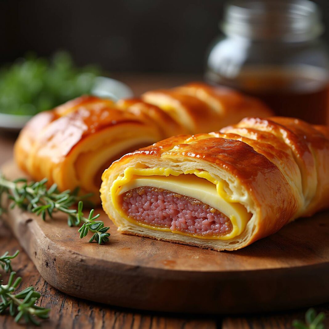 Zungenwurst im Teig mit Bierrettich Rezept Zungenwurst im Teig mit Bierrettich Rezept