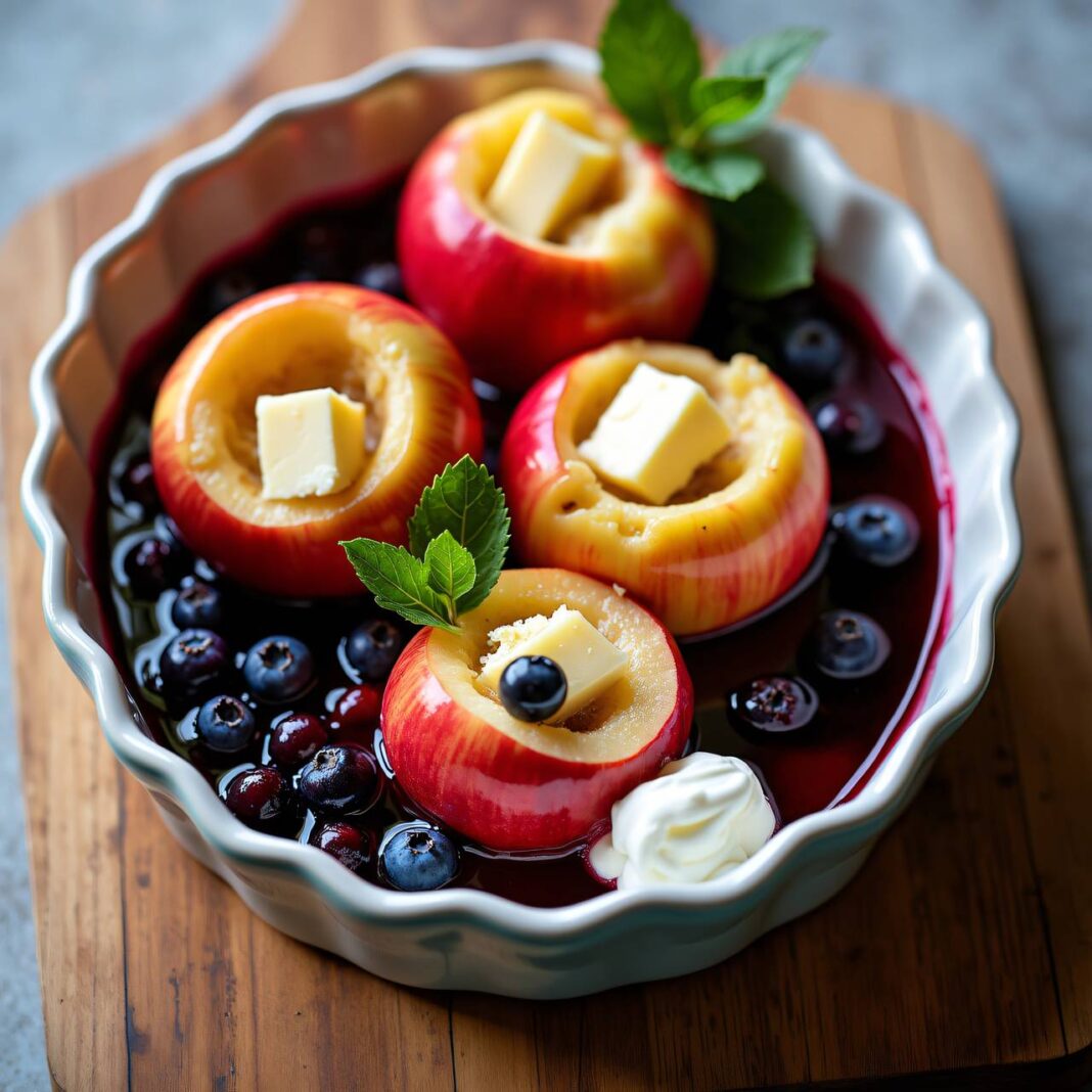 Zweifarbige Äpfel mit Vanille-Mandel-Füllung Rezept Zweifarbige Äpfel mit Vanille-Mandel-Füllung Rezept