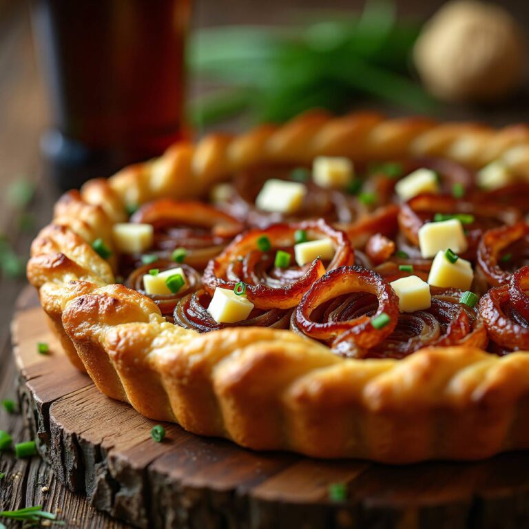 Zwiebelkuchen mit Bierhefeteig Rezept