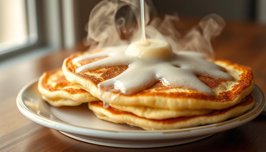 Fluffige Pfannkuchen mit Sprudelwasser