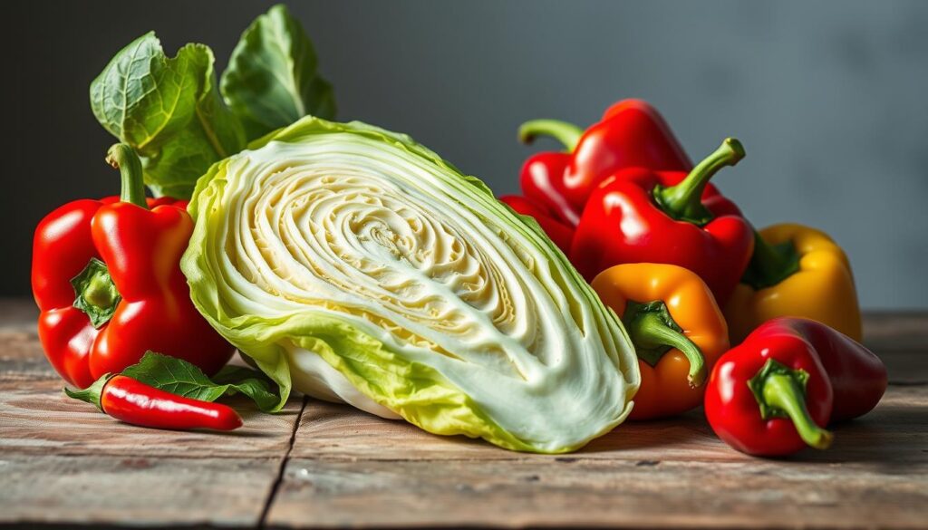 Gemüse-Kombinationen mit Chinakohl und Paprika Gemüse-Kombinationen mit Chinakohl und Paprika