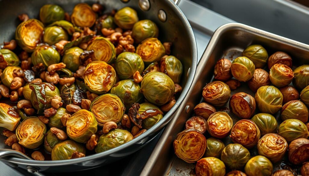 Rosenkohl in der Pfanne und im Ofen