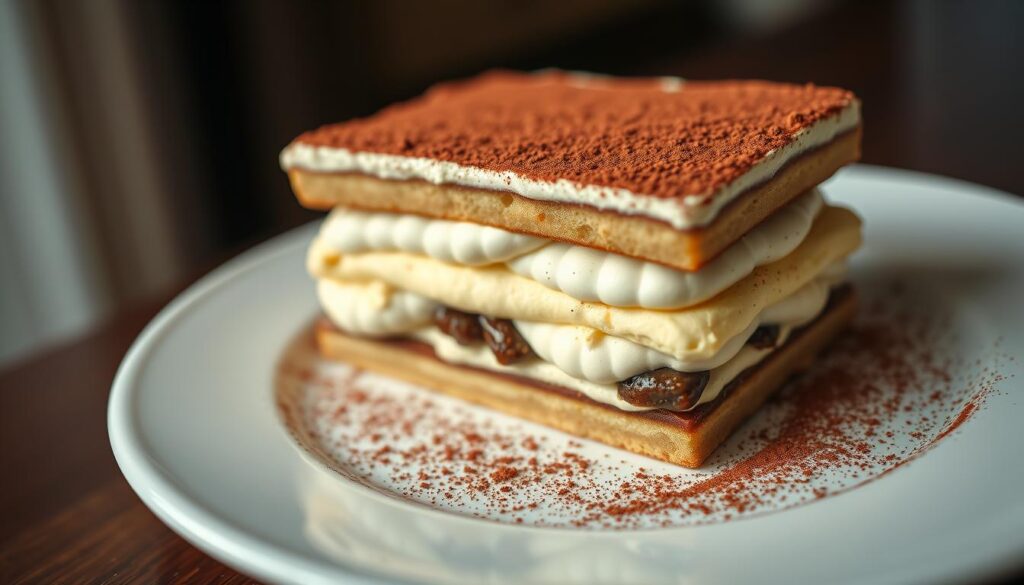 Servieren und Dekoration von Tiramisu