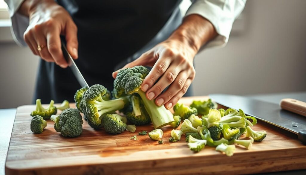 Strunk schälen und würfeln