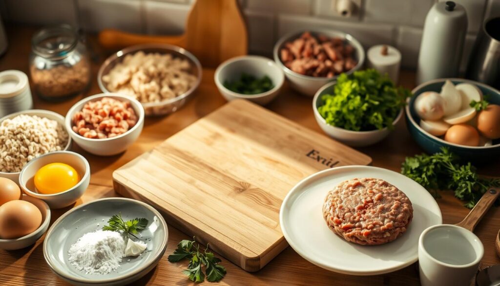Vorbereitung der Zutaten für Frikadellen