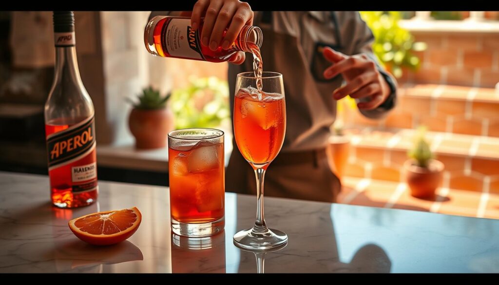 Zubereitung des Aperol Spritz