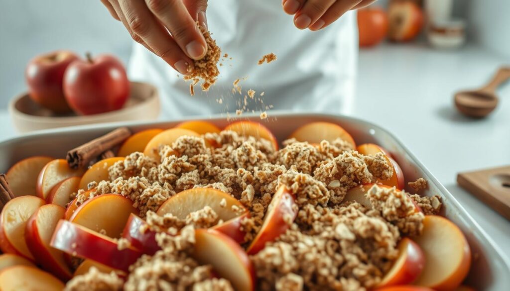 Zubereitung von Apfel Crumble Zubereitung von Apfel Crumble