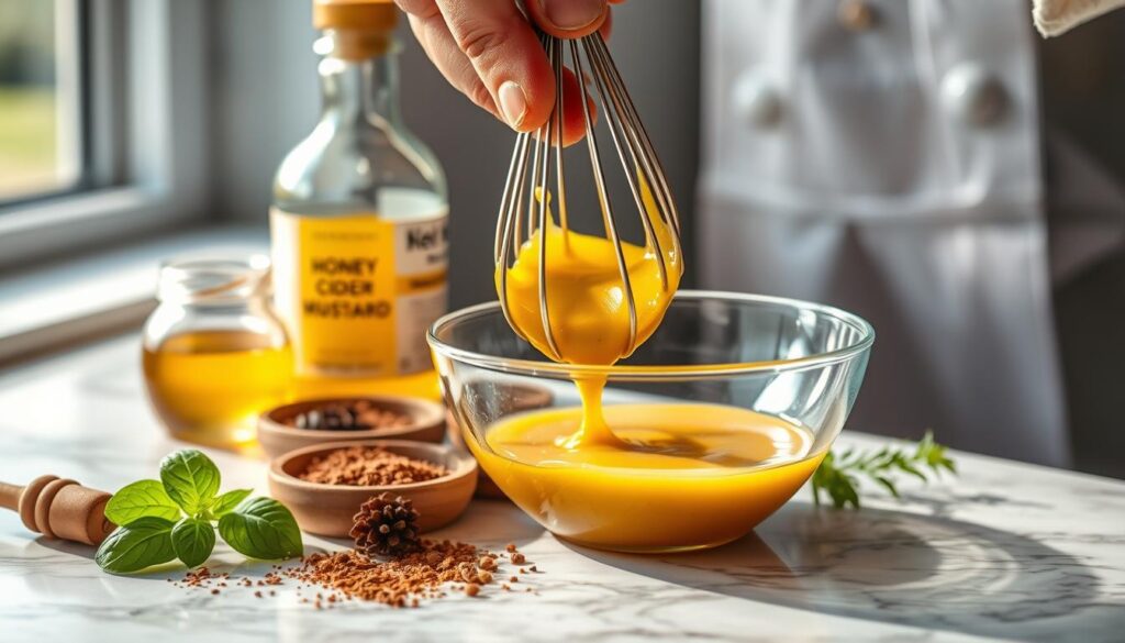 Zubereitung von Honig Senf Dressing